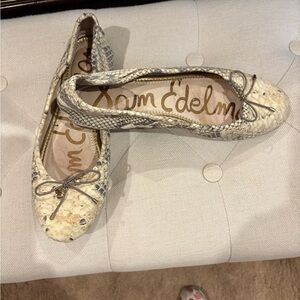 Sam Edelman Snakeskin Flats - Cream and Gray
